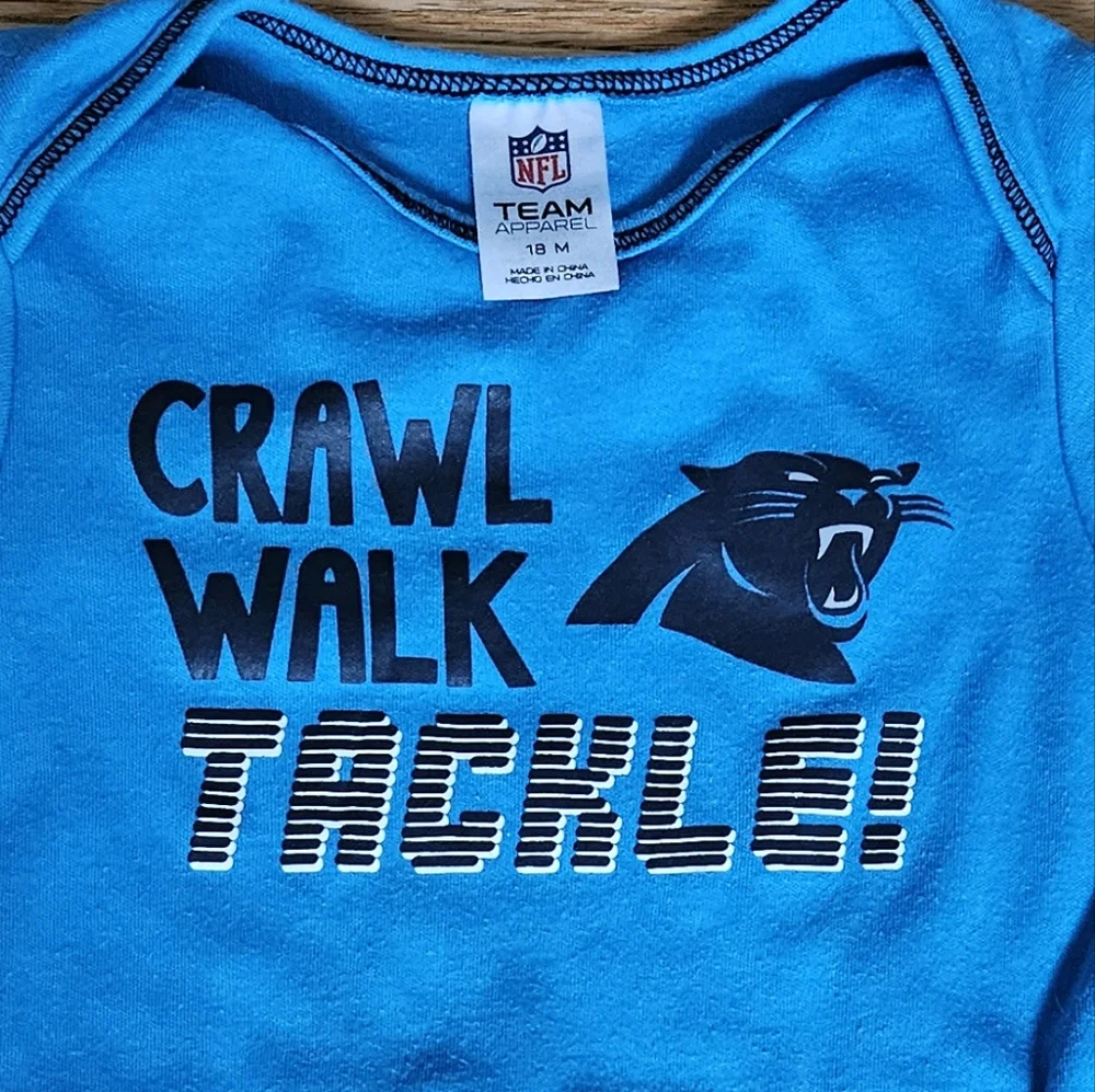 NFL Team Apparel Baby One Piece Carolina Pathers Blue Bodysuit 18M Tackle